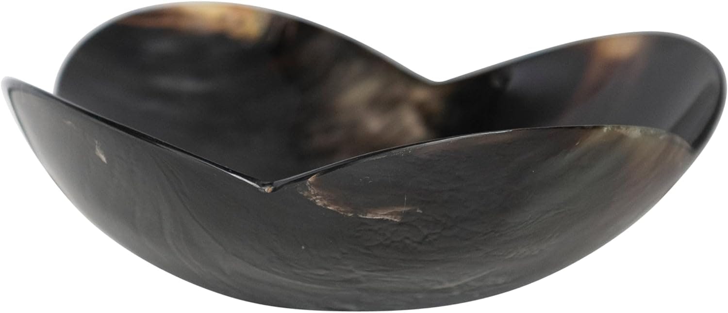 Elegant Artisanal Horn-Shaped Black Decorative Bowl