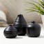 Matte Black Ceramic Bud Vase Trio, 9" x 6.5" Modern Home Decor