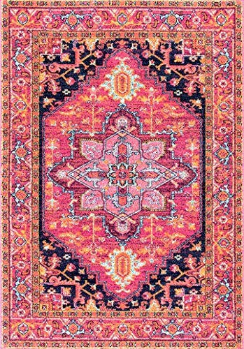 Reversible Pink Synthetic Medallion 8' x 10' Area Rug