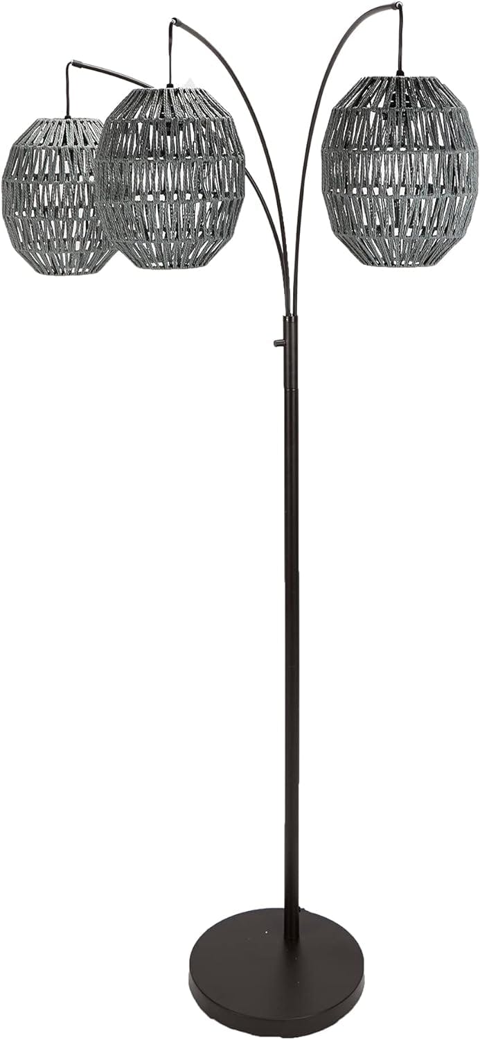 Laurette Adjustable Tri-Lantern Black Metal Floor Lamp