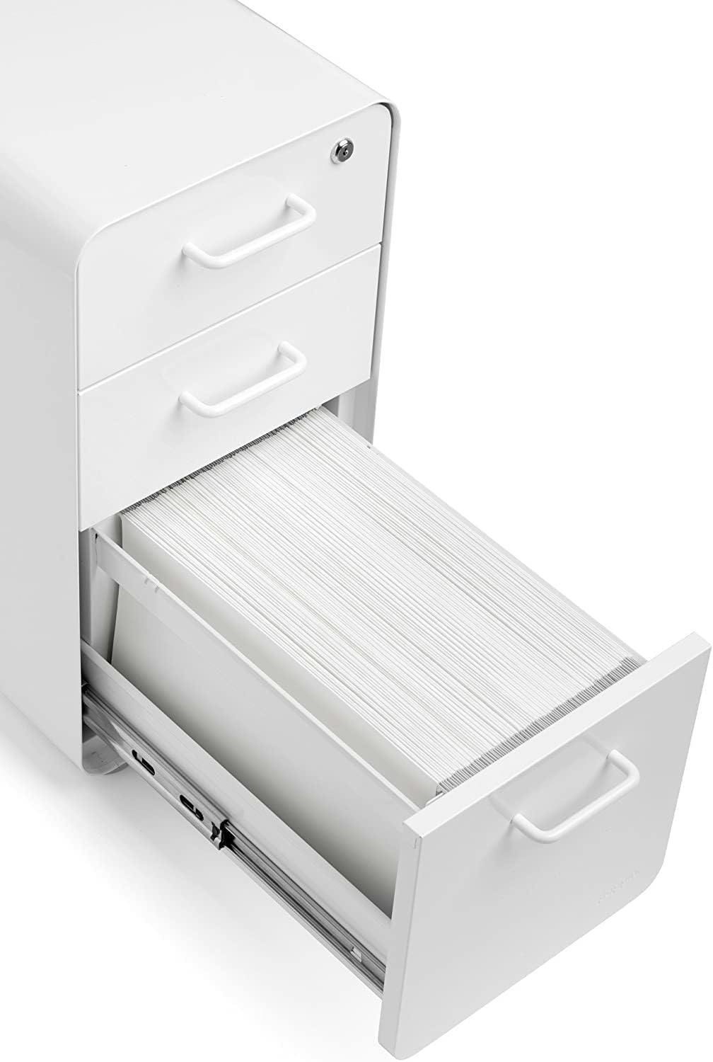 Slim Stow White 3-Drawer Vertical File Cabinet