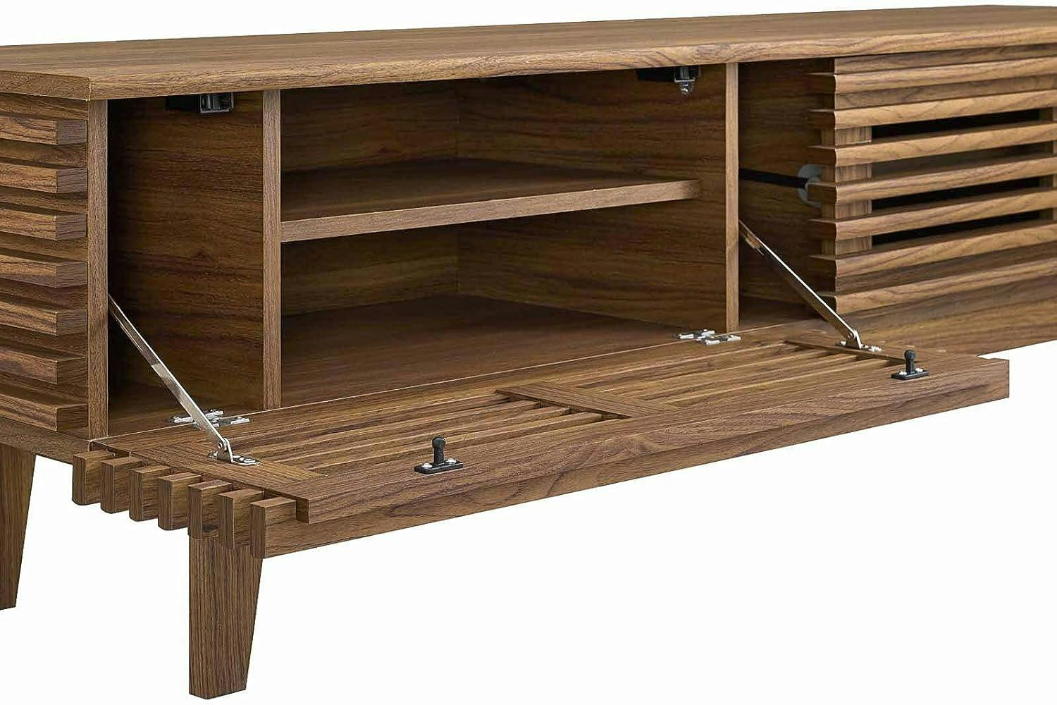 Render 60" Mid-Century Walnut TV Stand with Cabinet