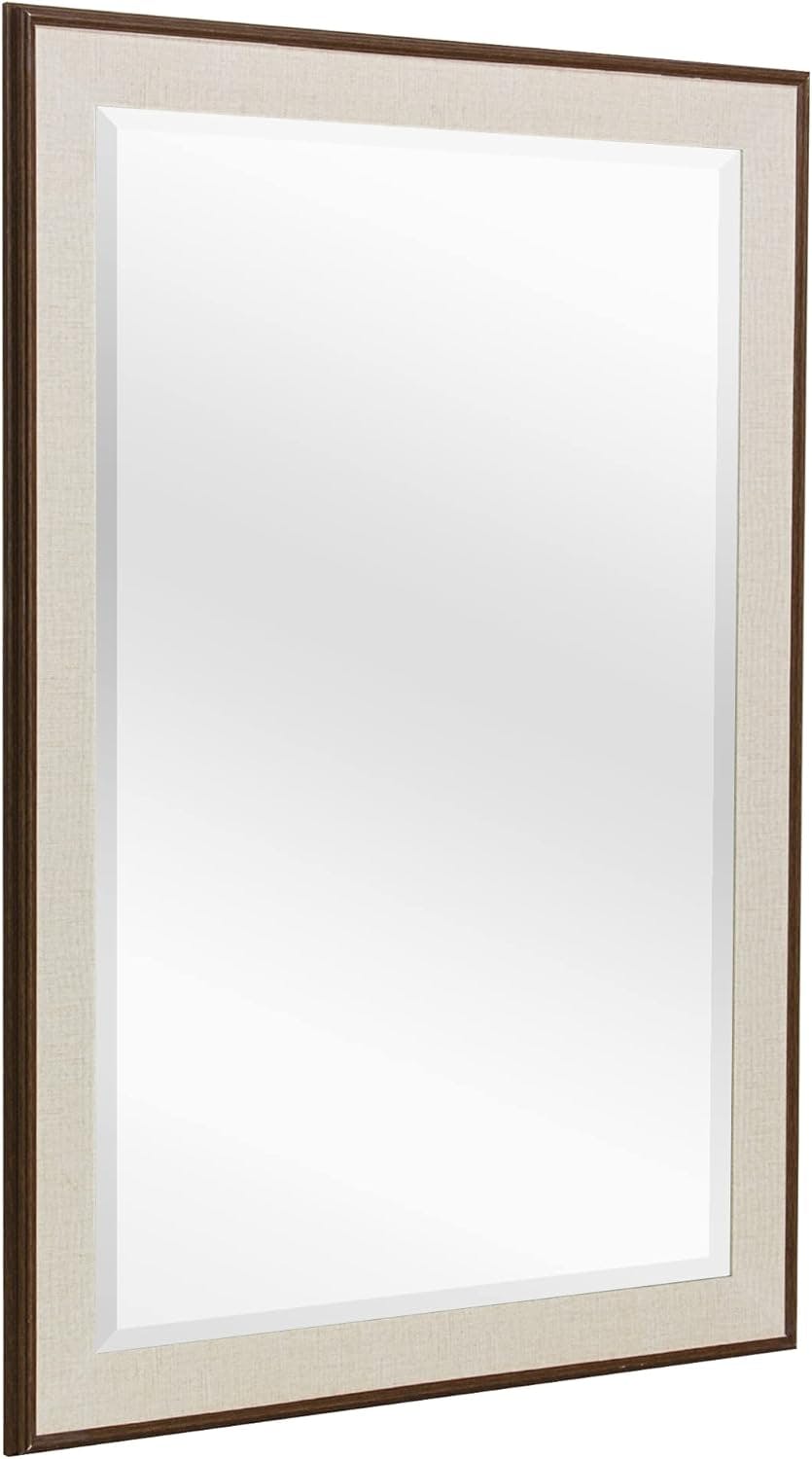 Rustic Brown and Cream Rectangular Vanity Wall Mirror
