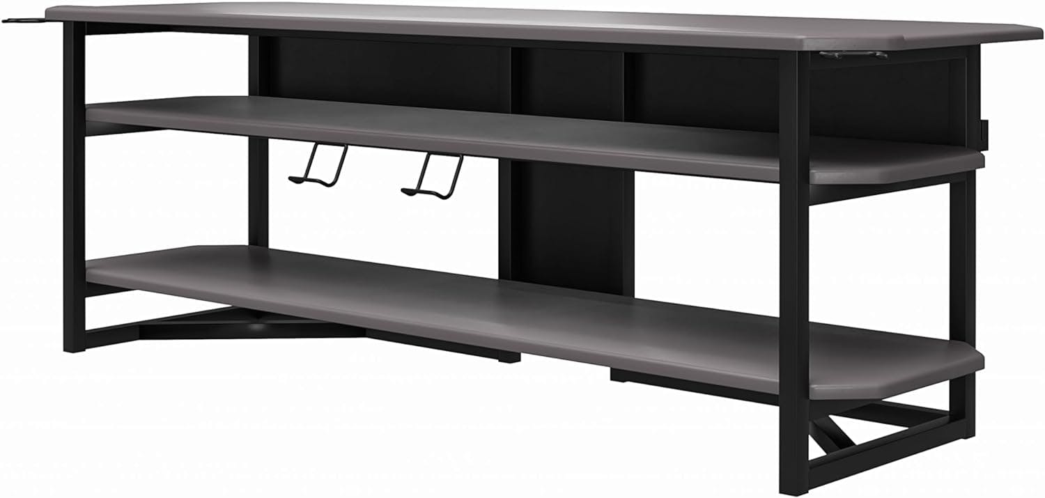 NTense Quest 65" Matte Black Gaming TV Stand with Controller Hooks