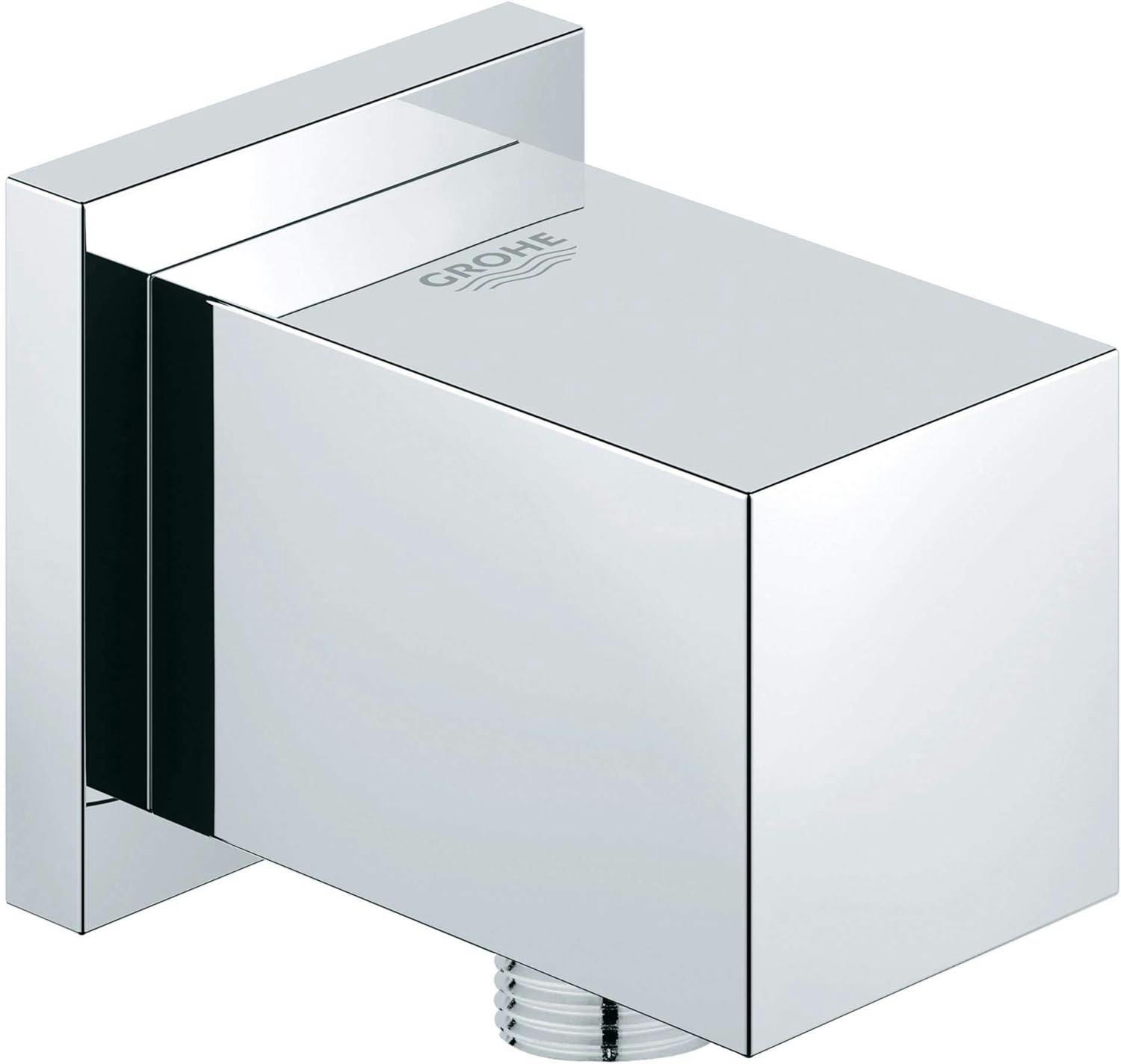Euphoria Cube Modern Chrome Shower Wall Union with Backflow Prevention
