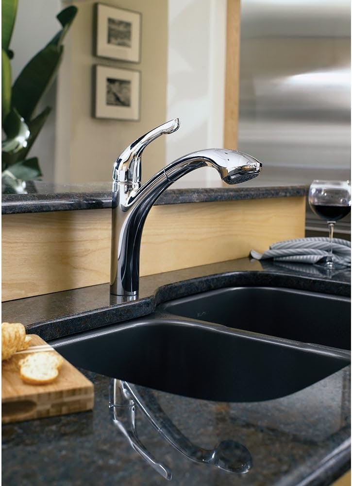 Elegante Steel Optik Single-Handle Kitchen Faucet with Pull-Out Spray