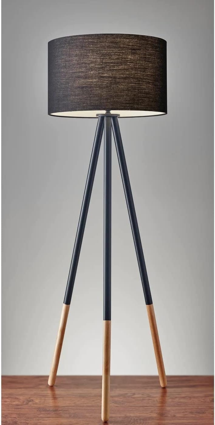 Louise 60.25" Black Tripod Floor Lamp with Fabric Shade