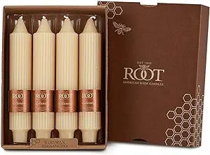 Root 7" Buttercream Unscented Grecian Collenettes Dinner Candles, Box of 4