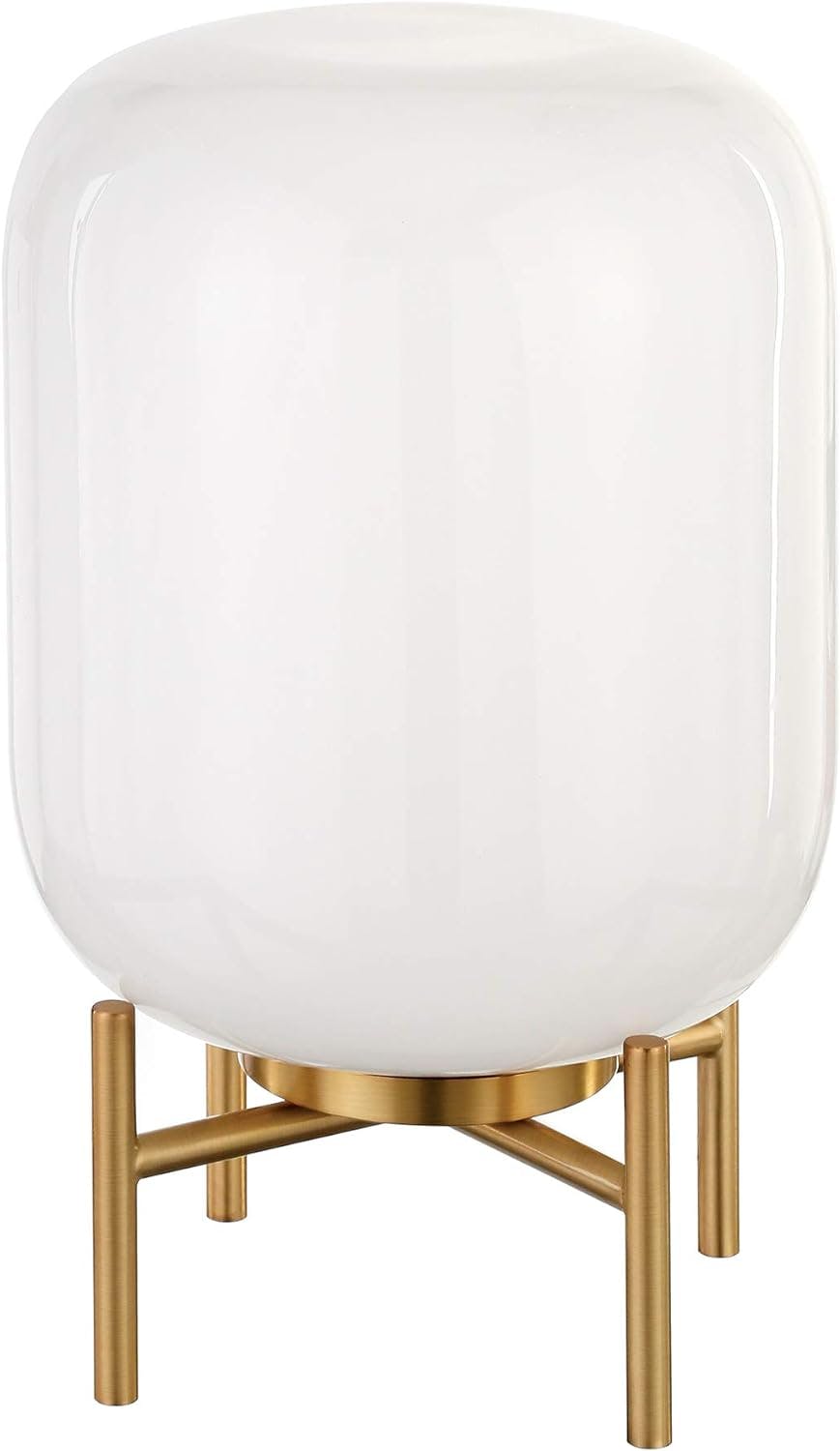 Edison 15.38" Brass Industrial Table Lamp with White Glass Globe