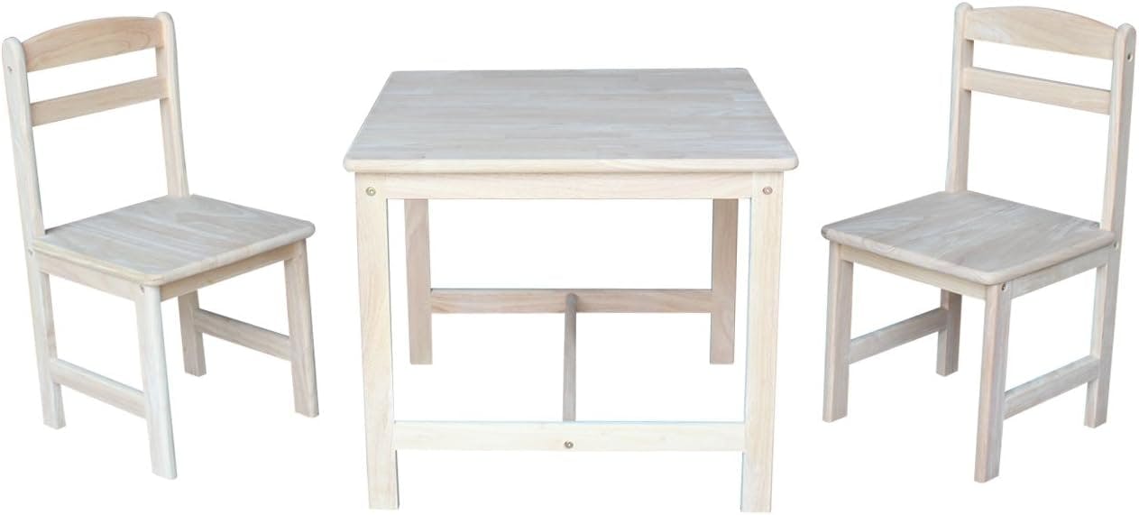 Eco-Friendly Traditional Parawood Kids 3-Piece Table and Chair Set