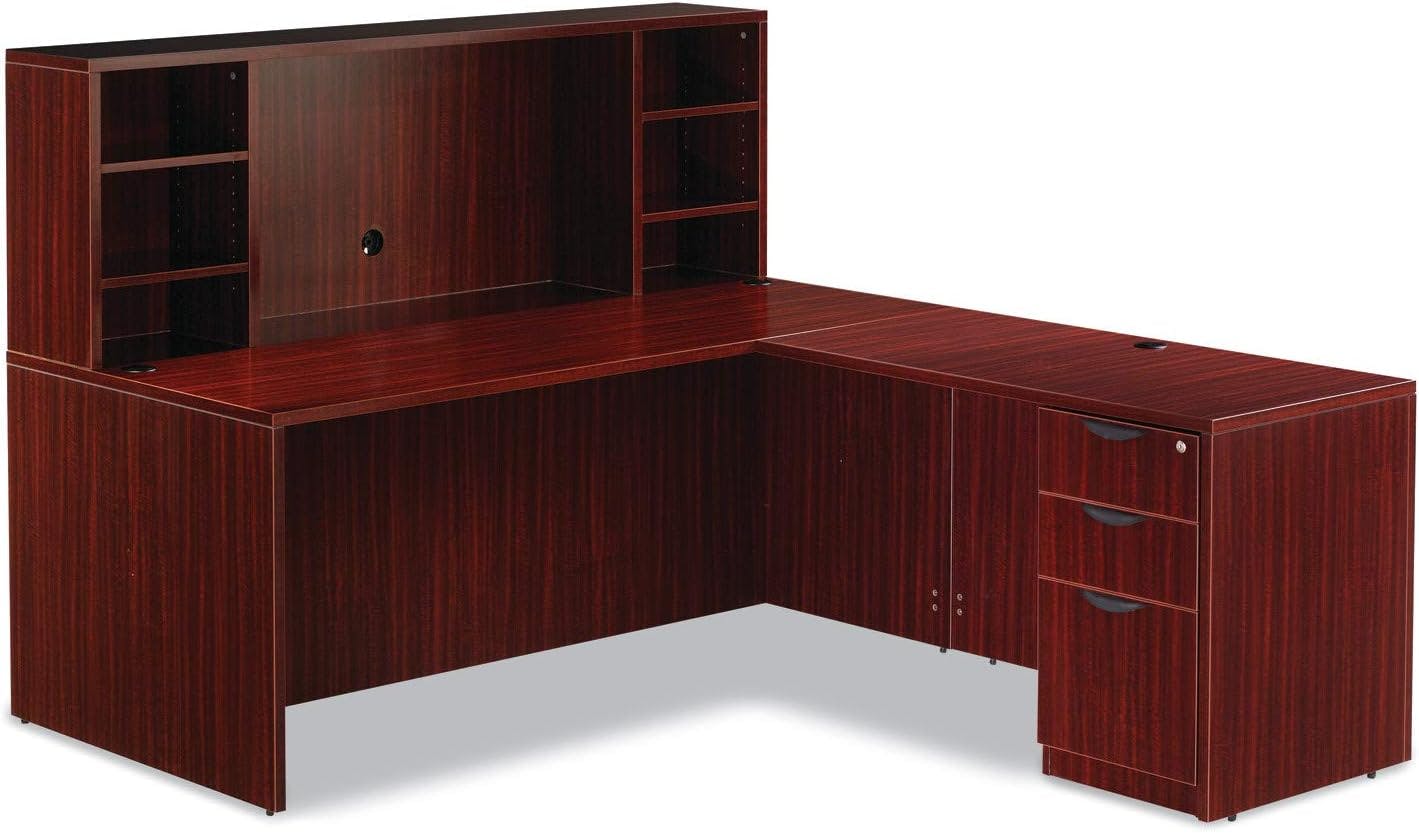 Valencia Mahogany 72" Desk Shell with Drawer and Filing Cabinet