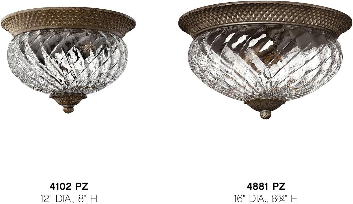 Pearl Bronze Dual-Light Flush Mount with Clear Optic Glass