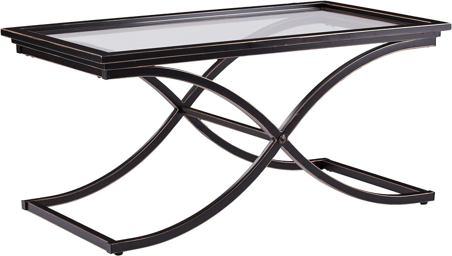 Vogue Black and Copper Distressed Tempered Glass Coffee Table