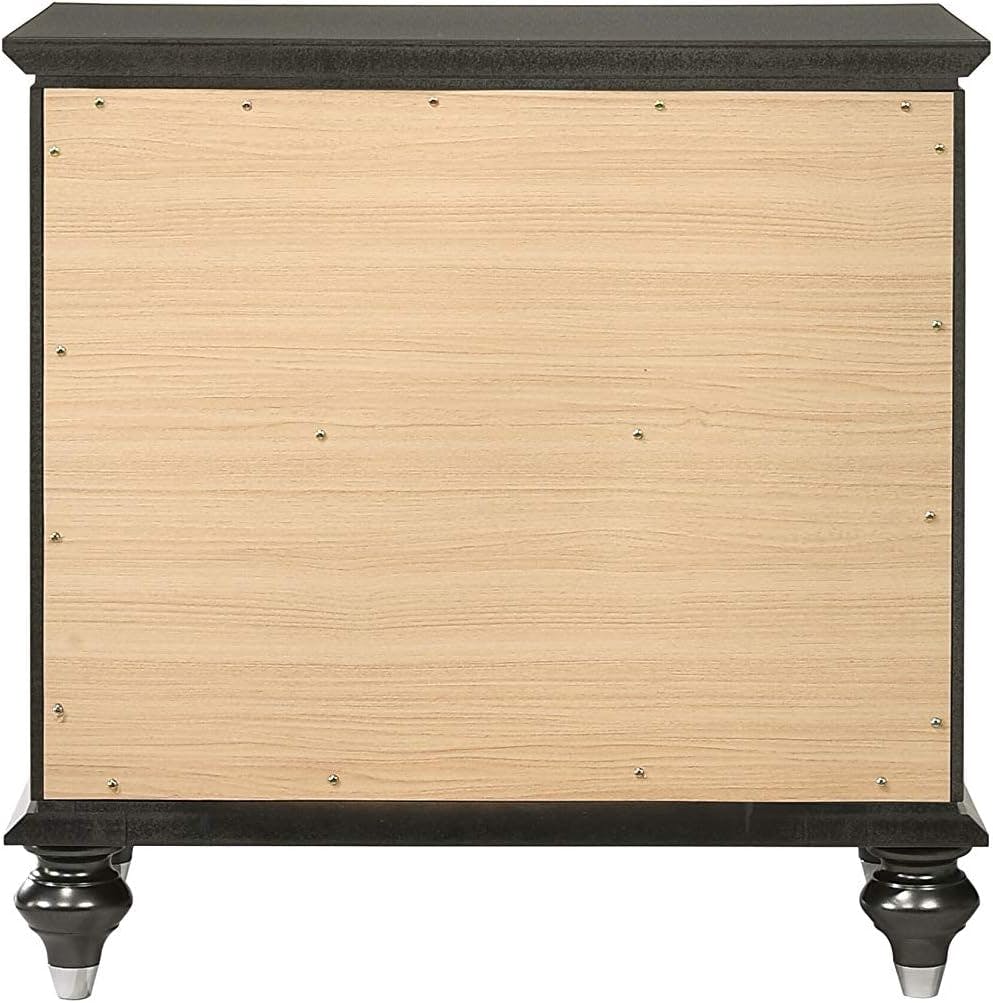 Kaitlyn Metallic Gray Wooden 2-Drawer Nightstand with Crystal Accents