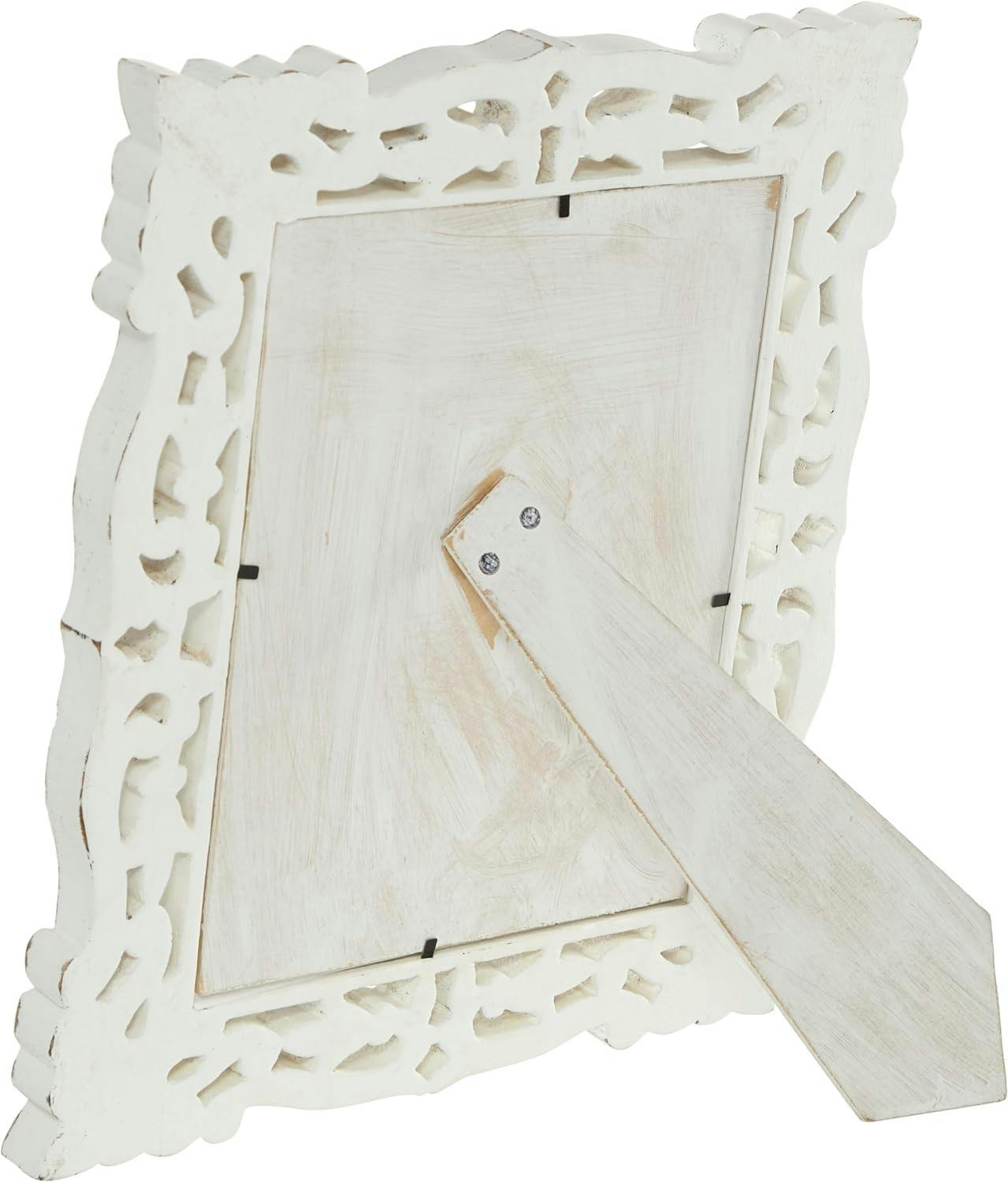 Elegant White Handmade Intricate Carved Mango Wood Photo Frame 12" x 14"
