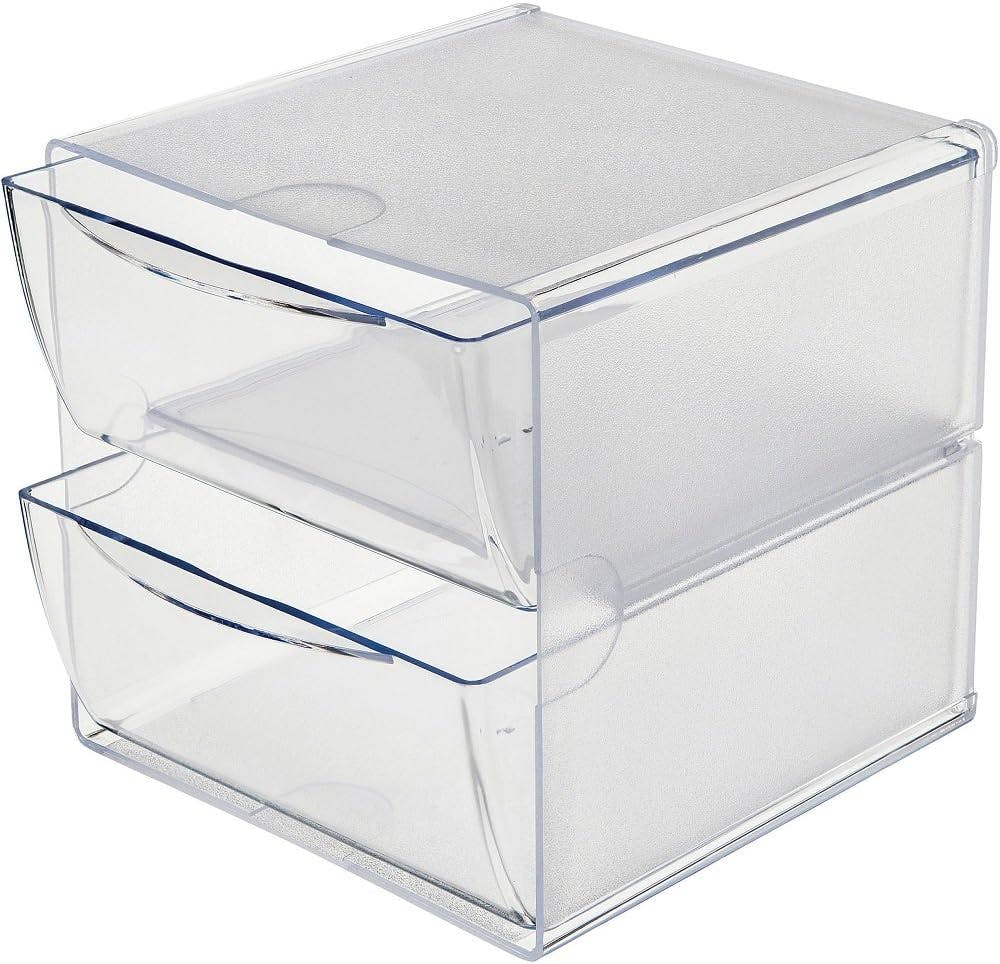 Sparco Clear Compact 2-Drawer Organizer, 6" Cube