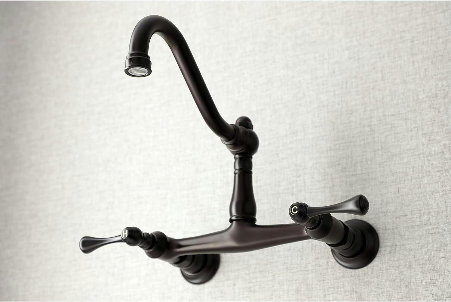 Elegant Vintage 8" Wall Mount Bathroom Faucet in Oil Rubbed Bronze