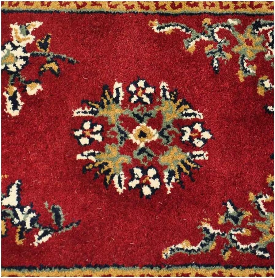 Elegant Burgundy Oriental Hearth Rug in Handmade Wool, 56"x26"