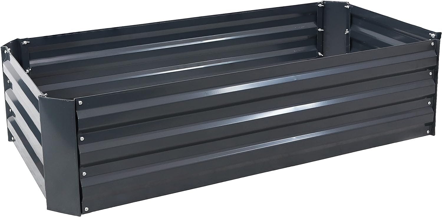 Rust-Resistant Dark Gray Galvanized Steel 48" Raised Garden Bed