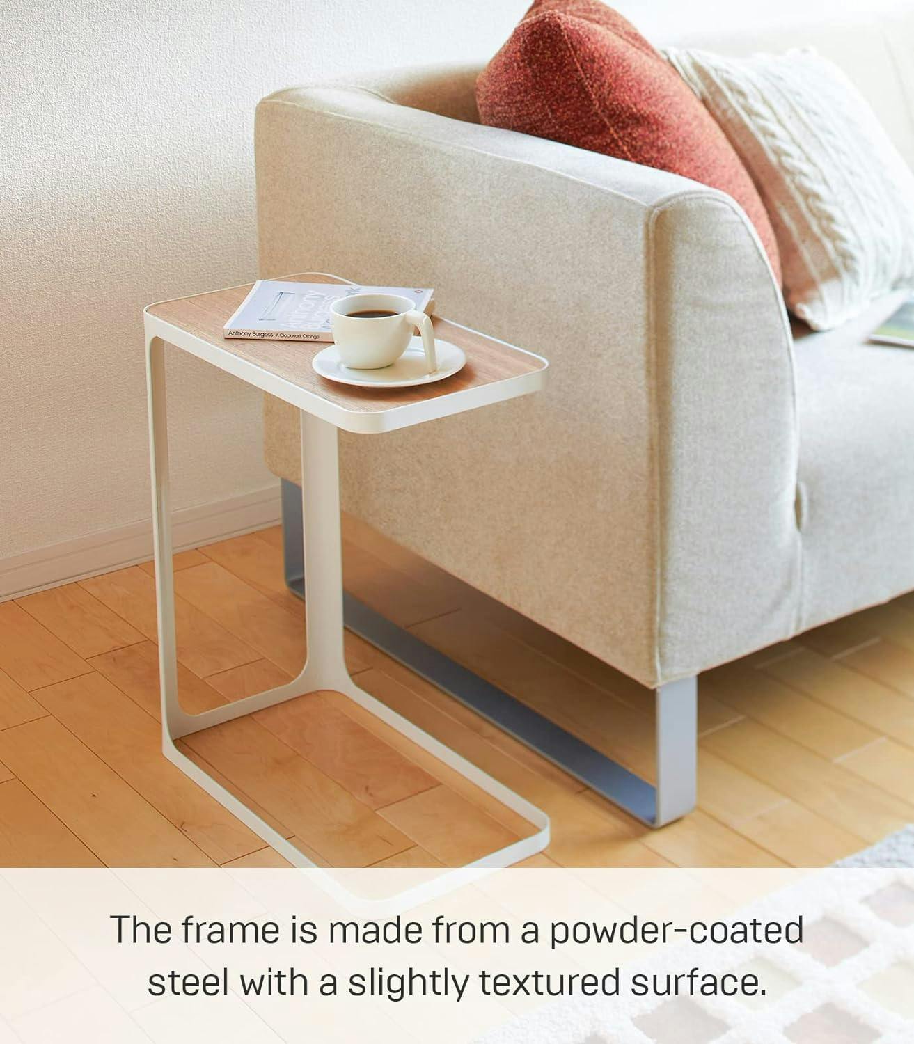 Minimalist Metal and Wood C-Shaped Side Table - Compact and Versatile