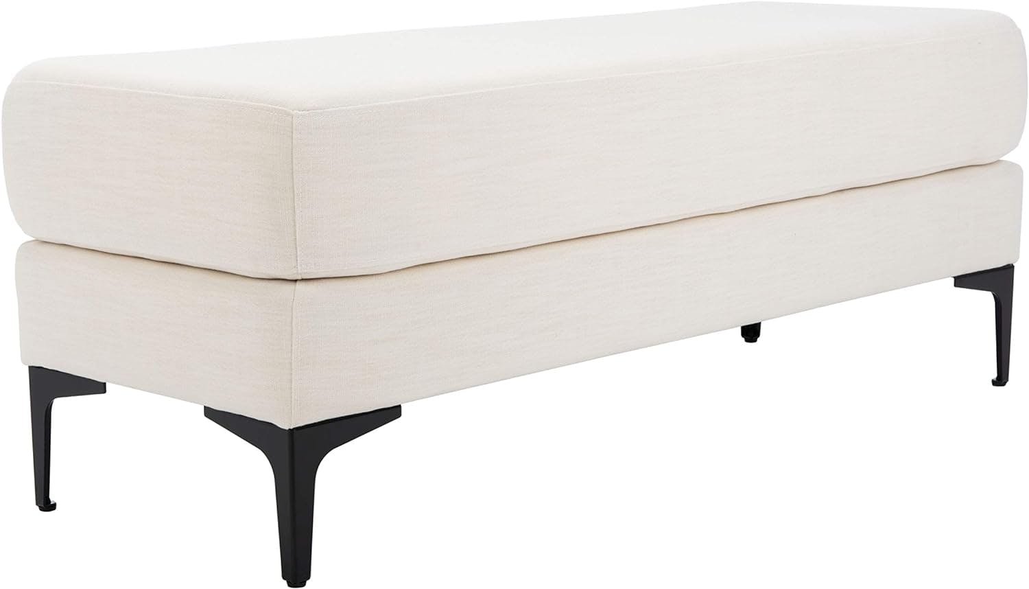 Elise Transitional Cream PU Leather and Black Wood 48" Bench