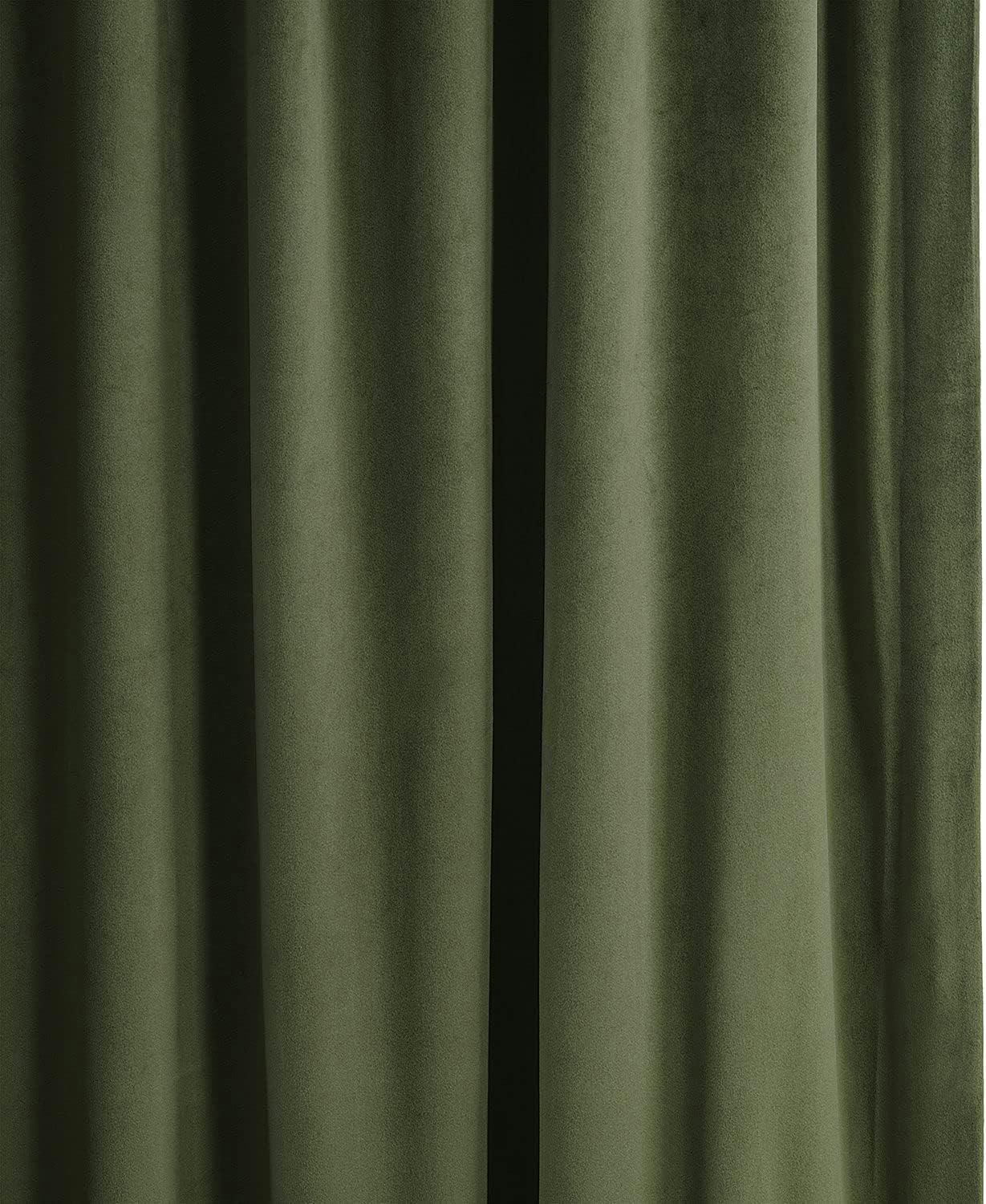 Hunter Green Velvet Blackout Thermal Curtain 50"W x 84"L