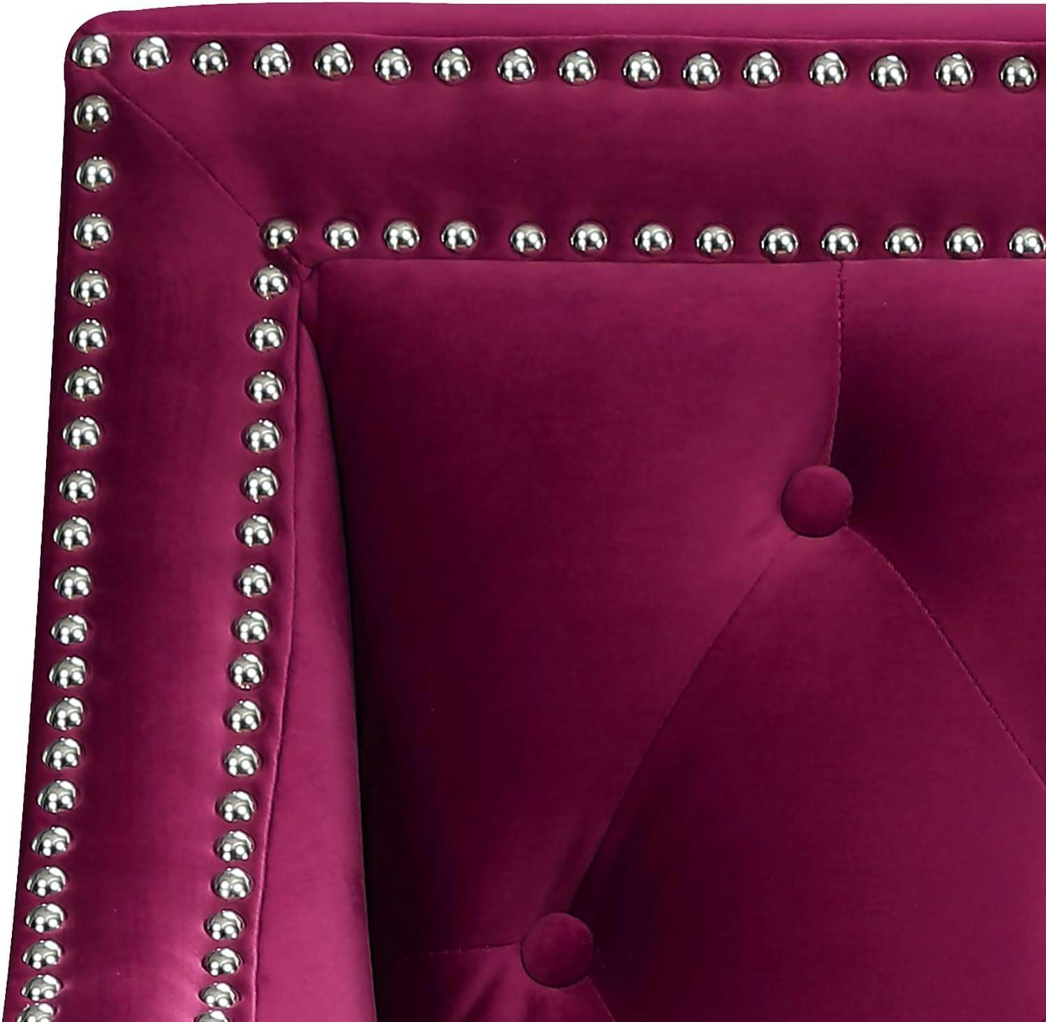 Roxanne Wine Red Velvet Diamond-Tufted Accent Chair