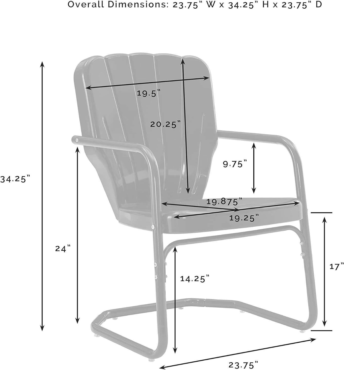Ridgeland Retro Navy Gloss Metal Outdoor Chair - Set of 2