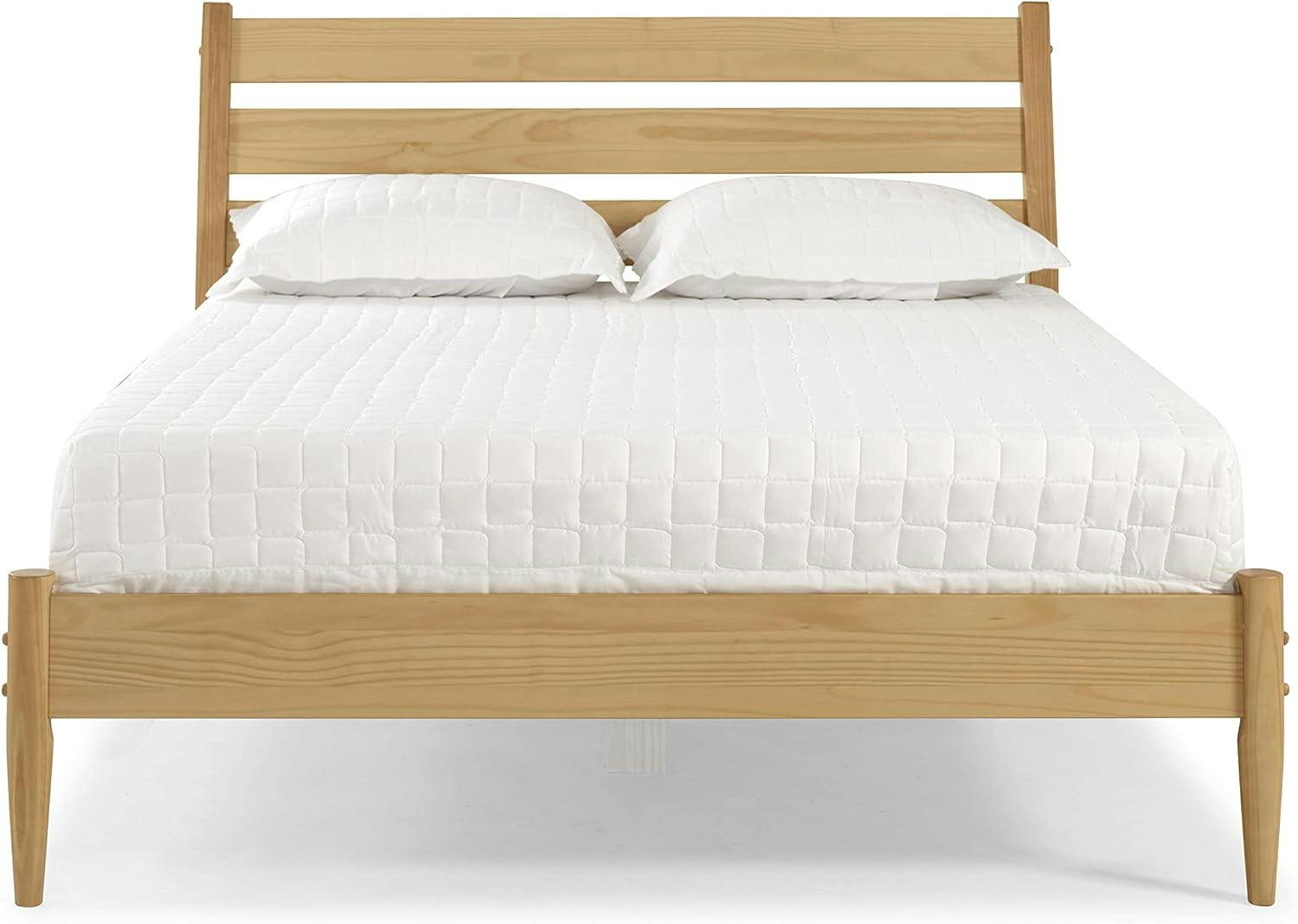 Scandinavian Oak Queen Platform Bed with Slatted Headboard