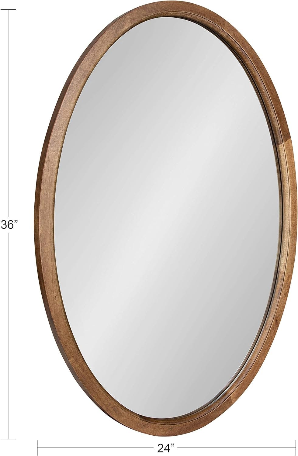 Elegant Farmhouse Oval Wood Bathroom Vanity Mirror, Rustic Brown
