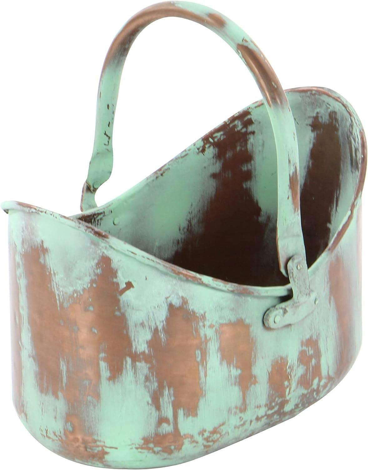 Patina Tulip Copper Metal Planter Set of 3 with Handles