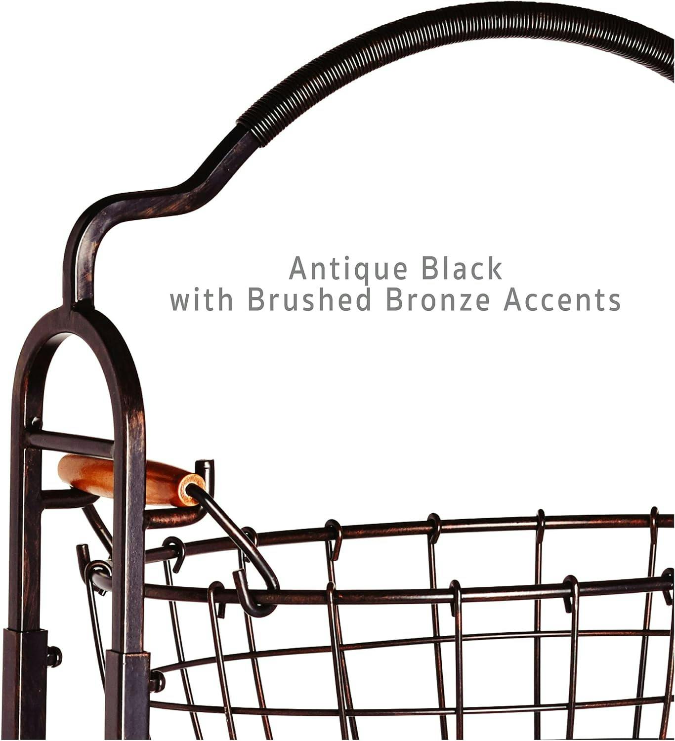 Harbor Antique Black 3-Tier Adjustable Metal Storage Basket