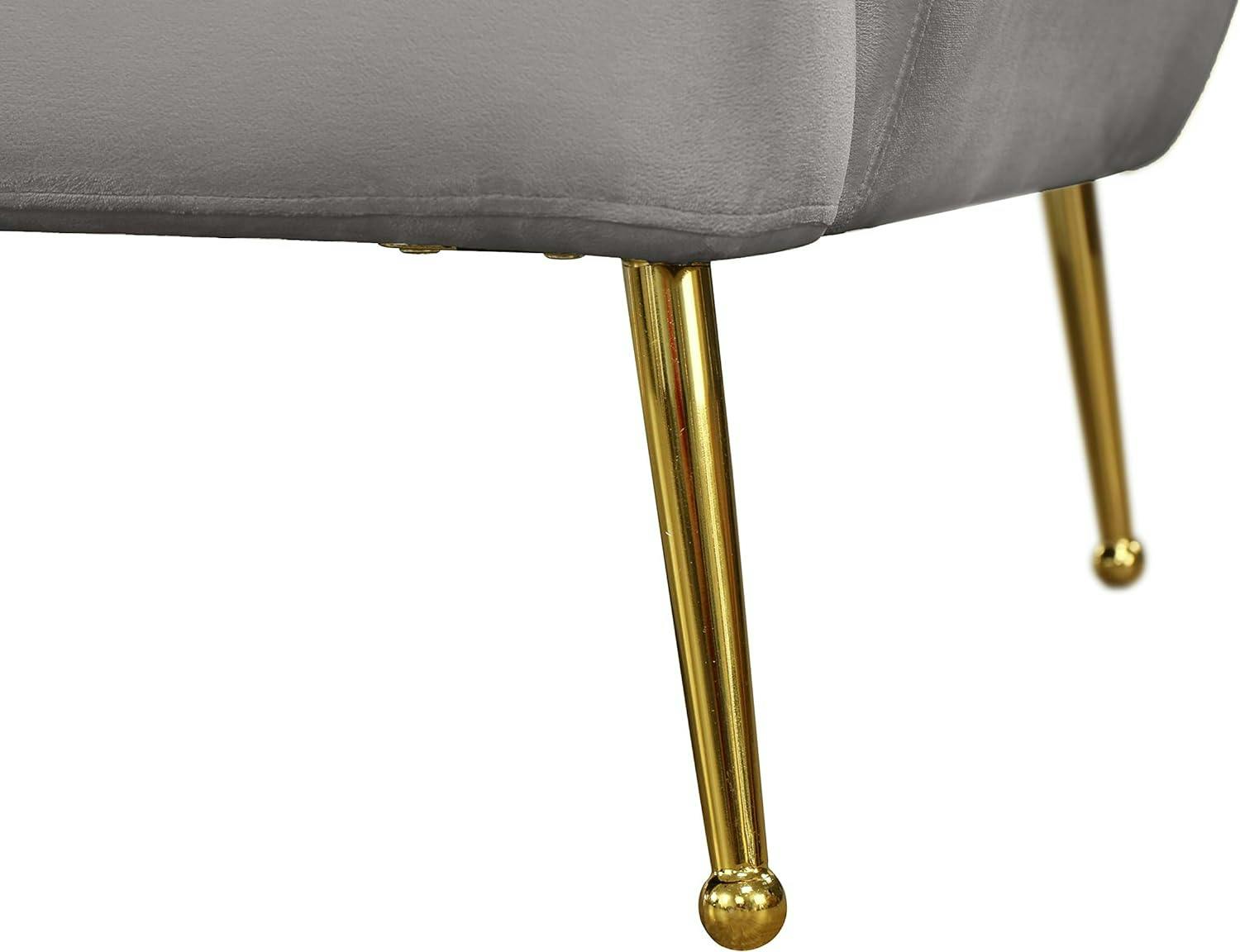 Rodolfo Cream Velvet Tufted Sofa with Gold Ball Legs