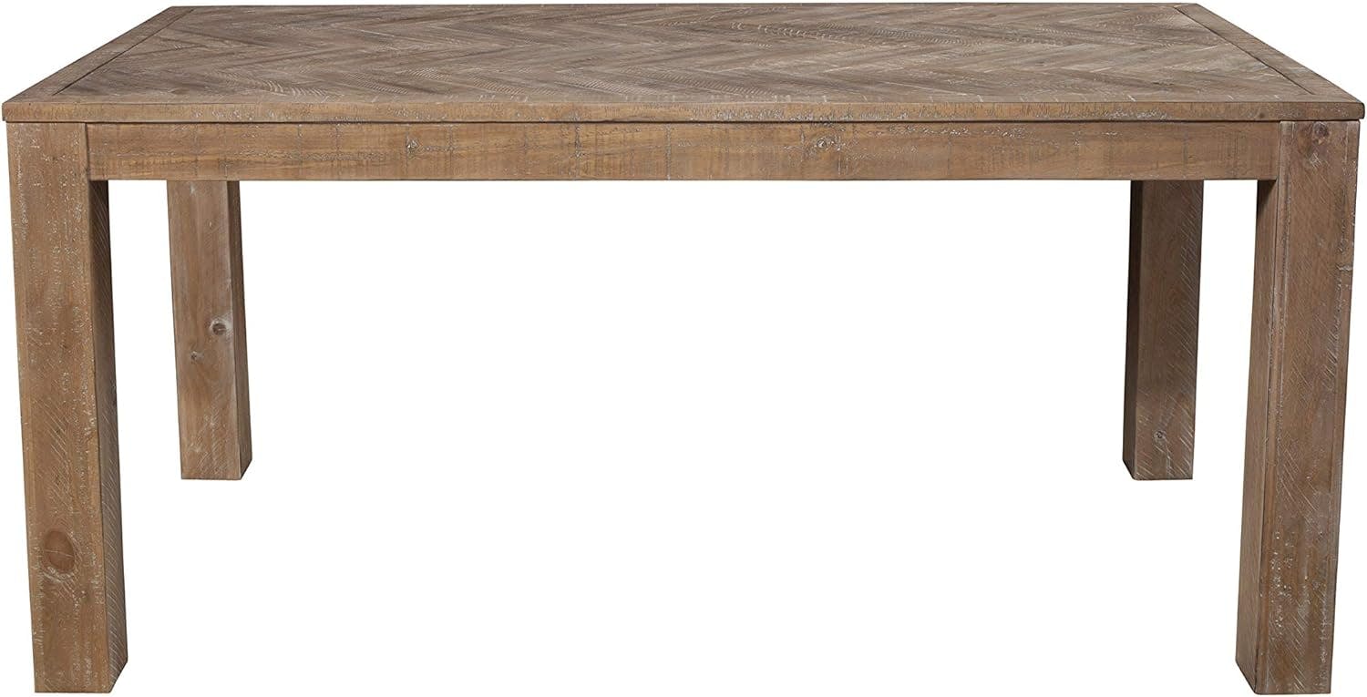 Reclaimed Pine Chevron 74" Rustic Dining Table in Weathered Natural