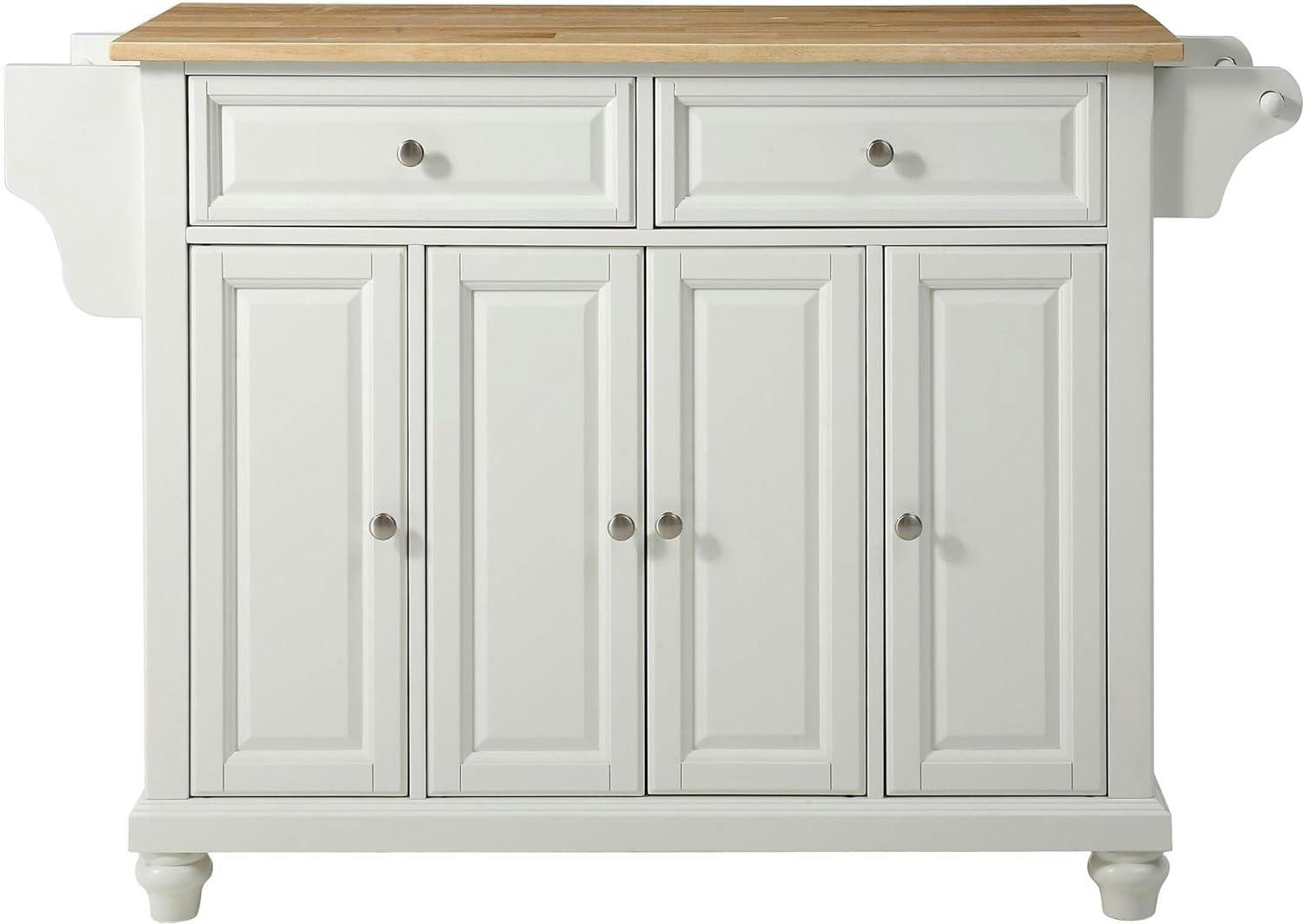 Cambridge Classic White and Natural Wood Full-Size Kitchen Island