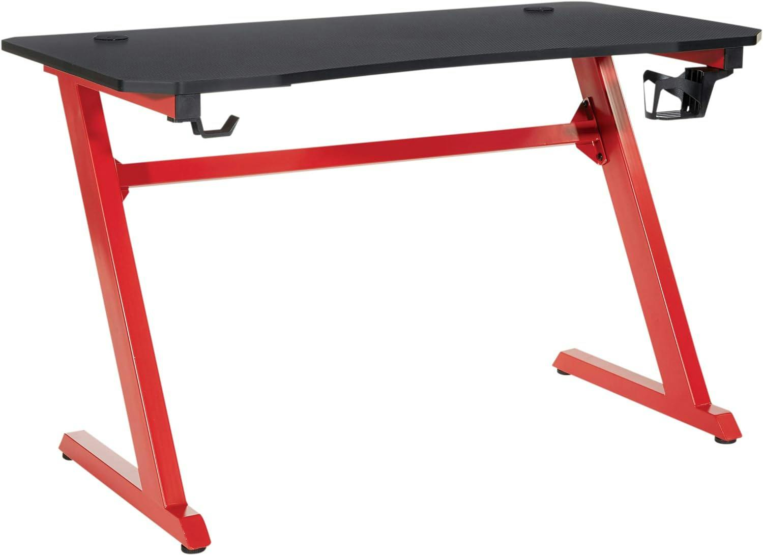 Ghost Battlestation 47'' Matte Black and Red Gaming Desk with Accessories