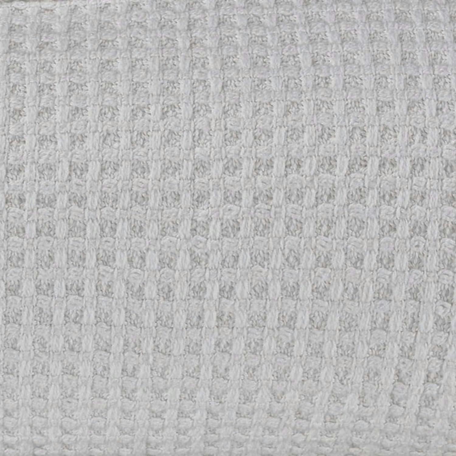 Waffleweave Soft Grey Cotton Twin Blanket with Reversible Knit