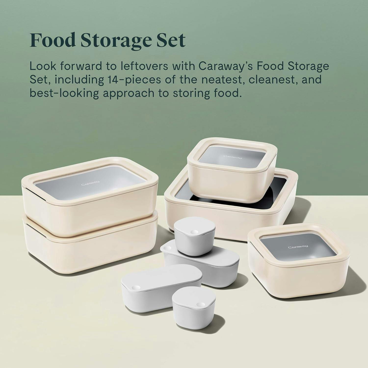 Caraway Cream Contemporary 14-Piece Glass Food Storage Set