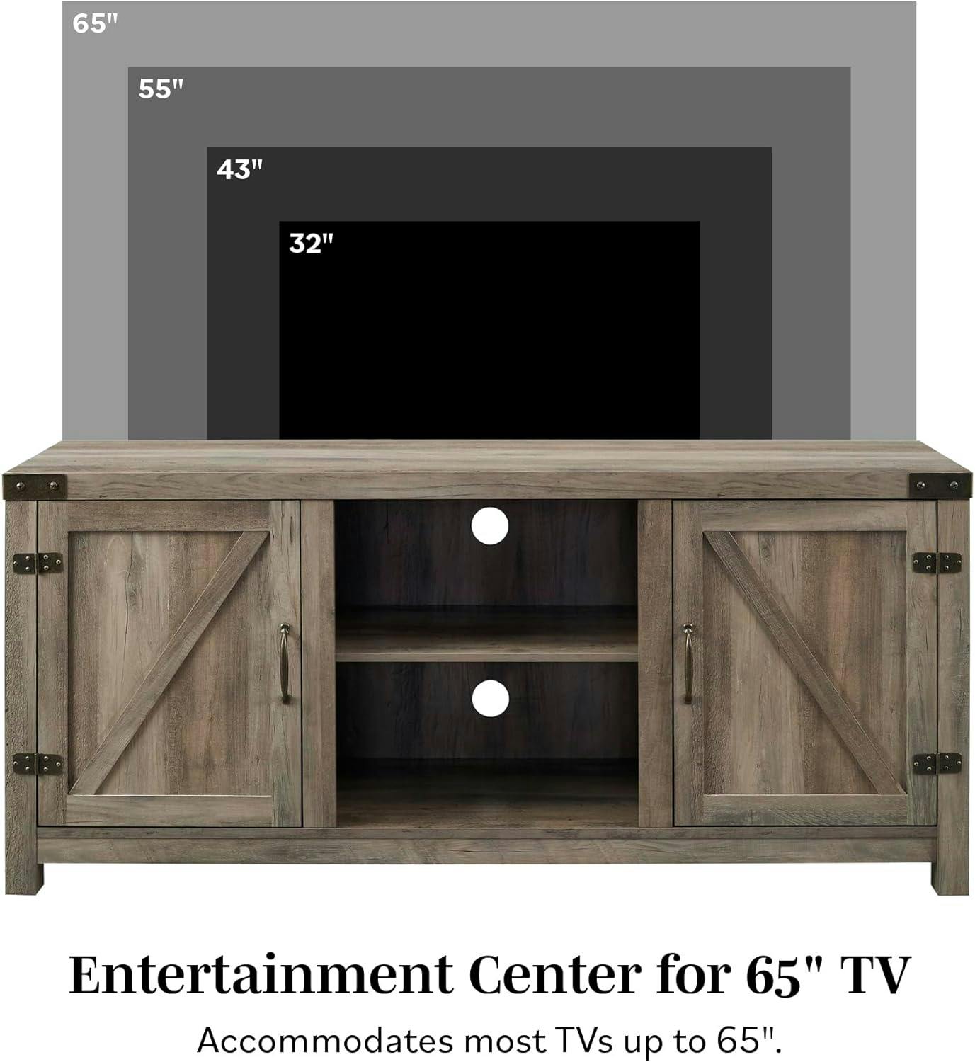 Walker Edison Classic White Oak 58" TV Stand with Cabinet