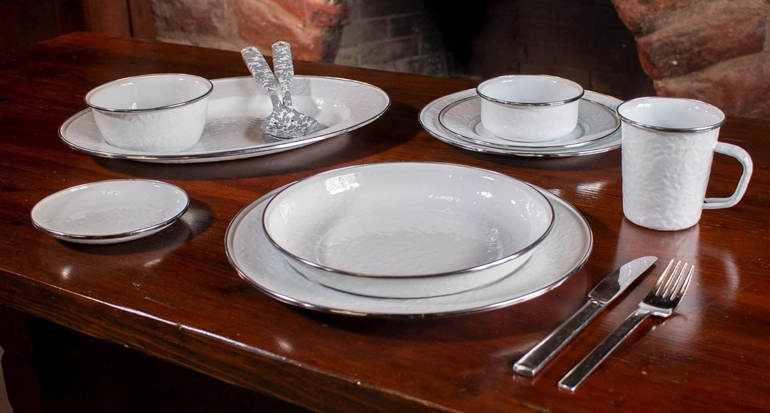 Elegant Solid White Porcelain 10.5" Dinner Plates, Set of 4