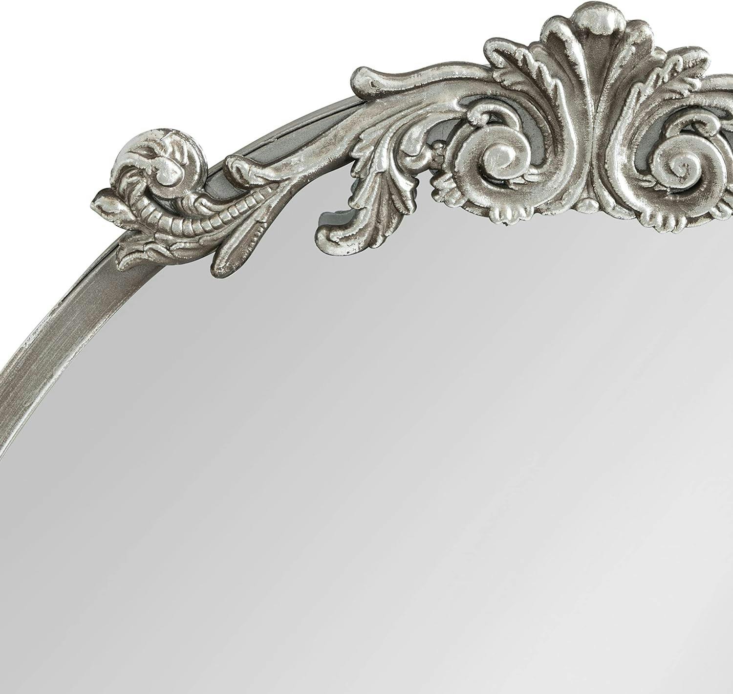 Arendahl Baroque-Inspired Ornate Silver Oval Wall Mirror