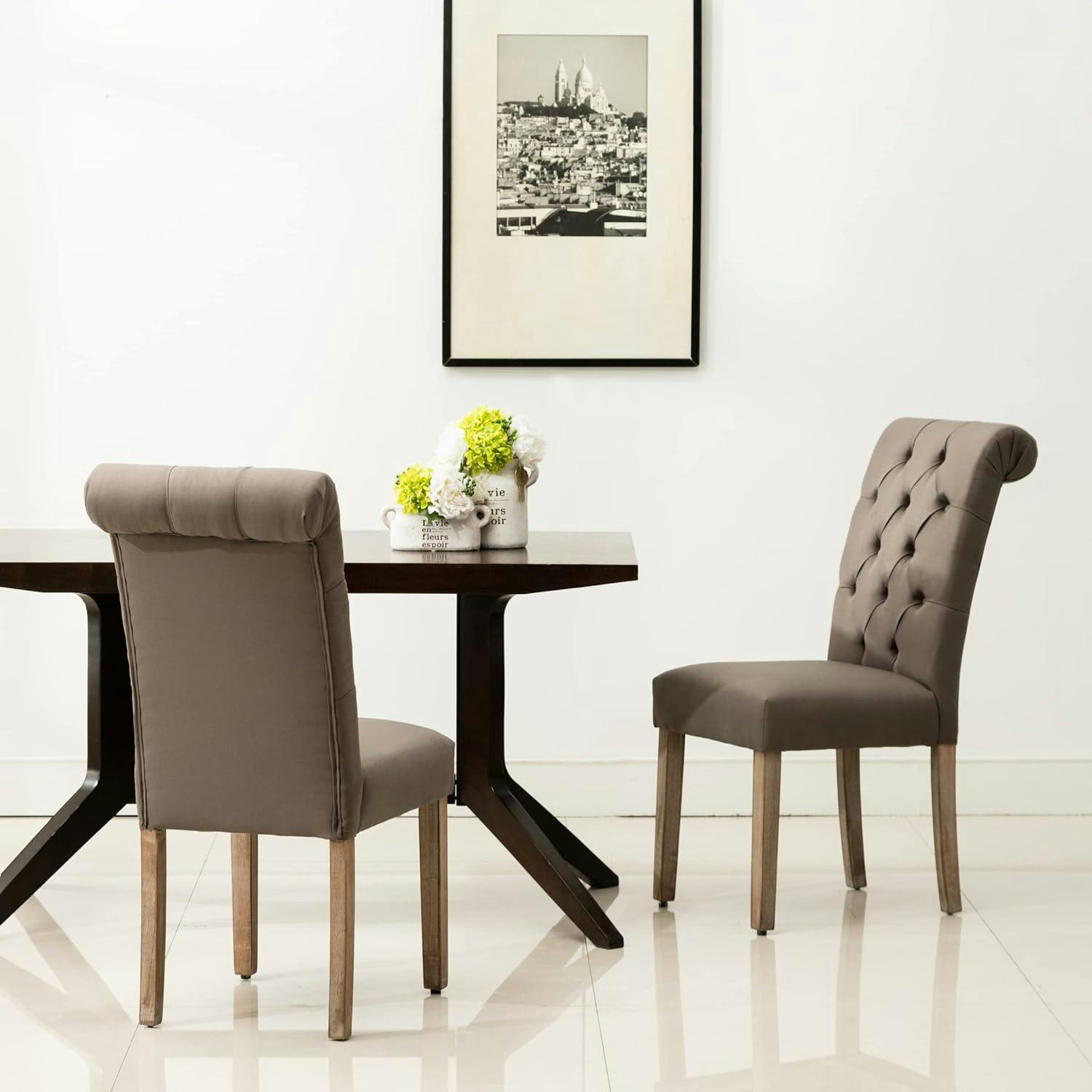 Jocelyn Ash Gray Tufted Parson-Style Side Chair Set