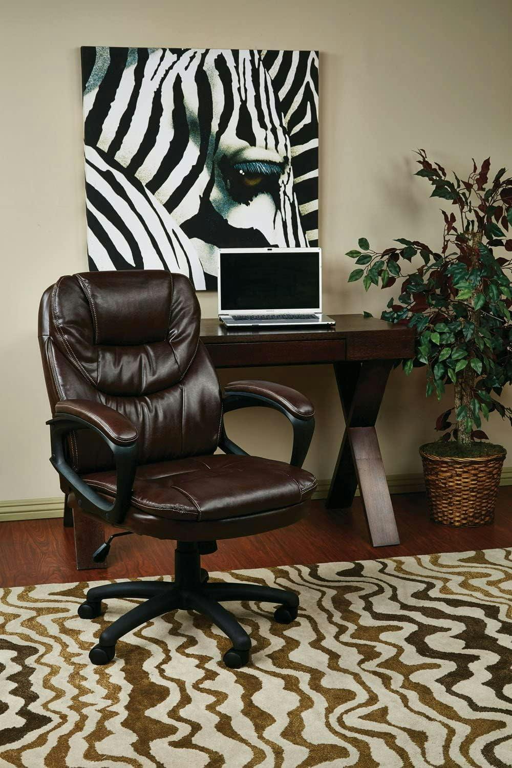 Executive High-Back Swivel Black Leather Office Chair with Lumbar Support