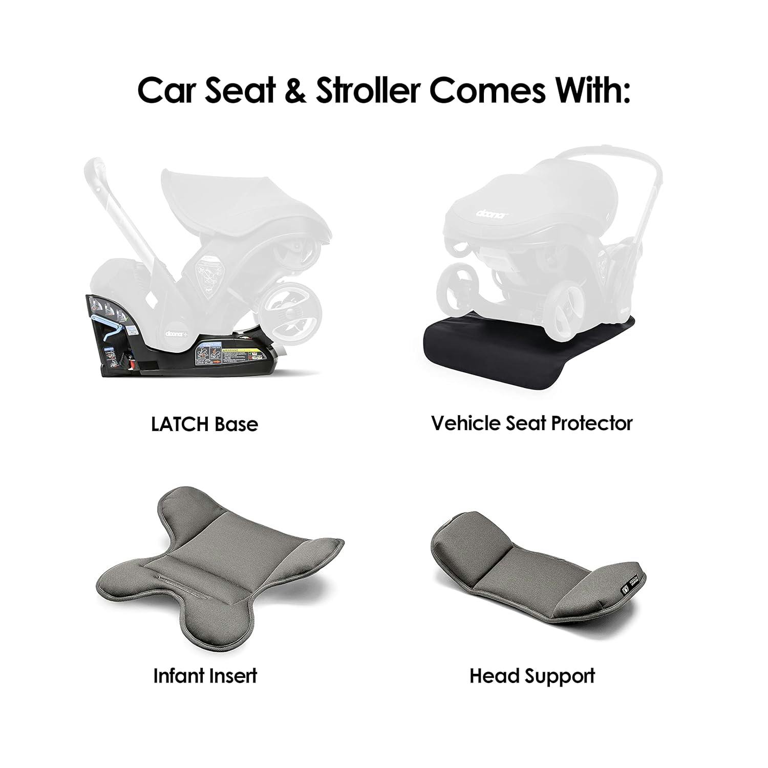 Sleek Charcoal Aluminum Single Infant Car Seat & Stroller