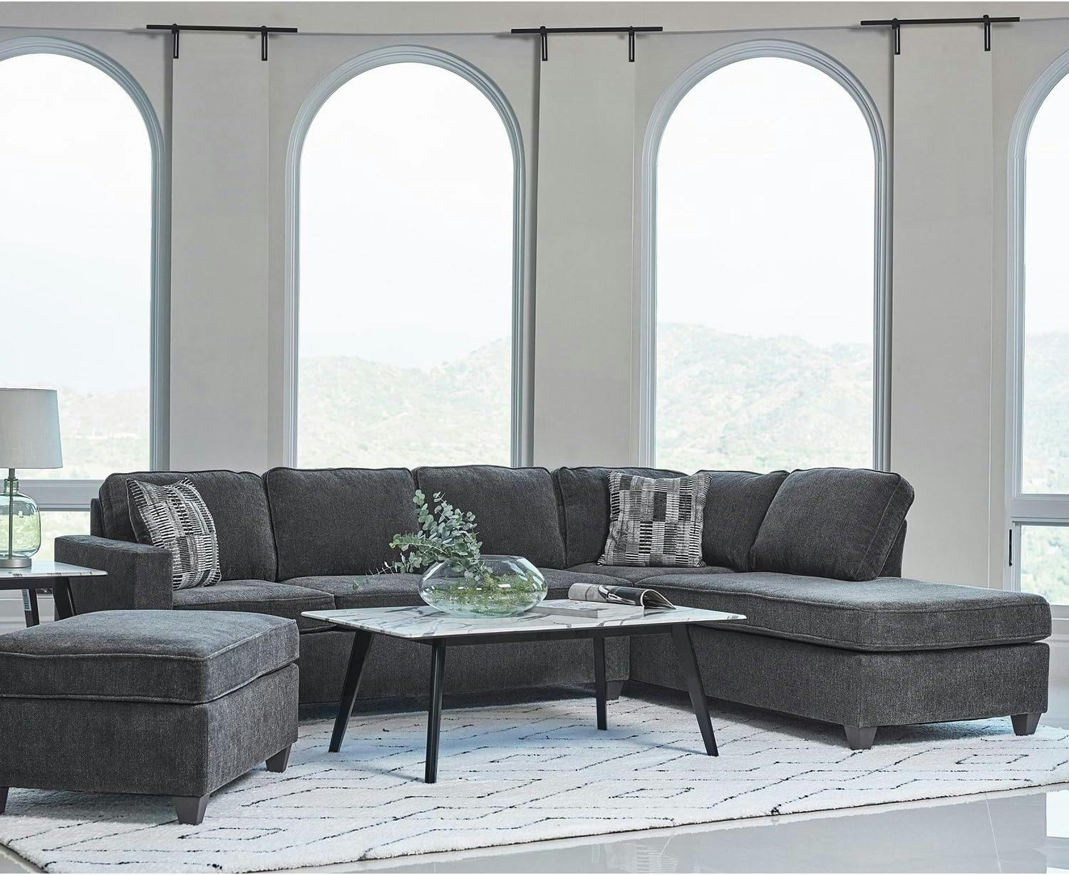 McCord Dark Grey Chenille 2-Piece Sectional with Reversible Chaise