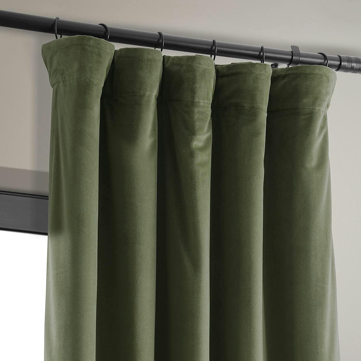 Hunter Green Velvet Blackout Thermal Curtain 50"W x 84"L