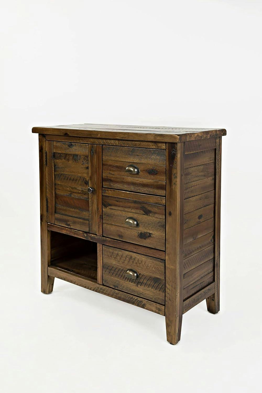 Rustic Dakota Oak 3-Drawer Accent Chest with Metal Cup Pulls