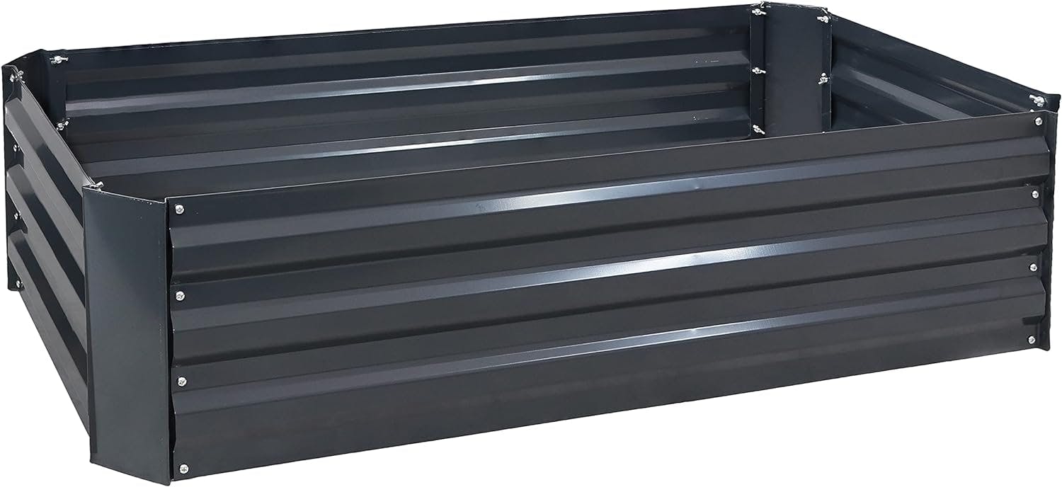 Rust-Resistant Dark Gray Galvanized Steel 48" Raised Garden Bed