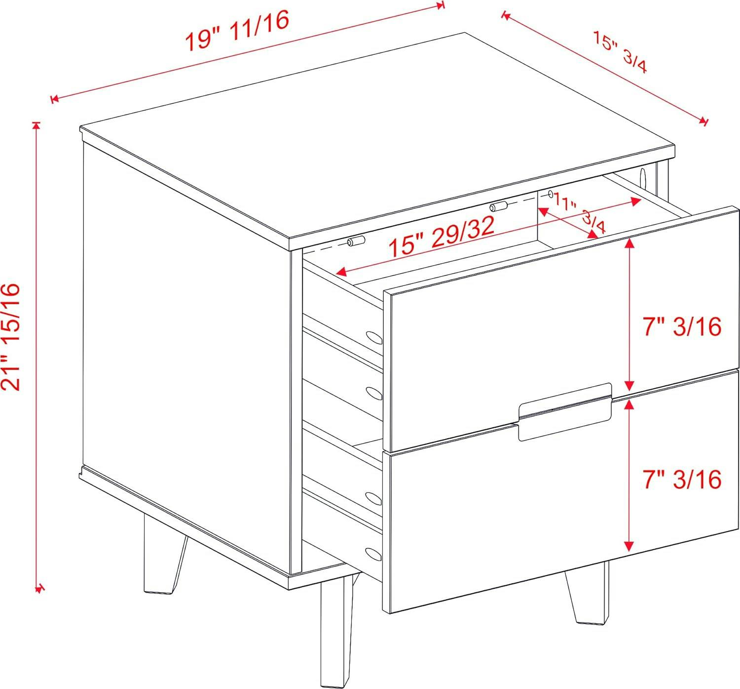 Mid-Century Modern White Maple 2-Drawer Nightstand