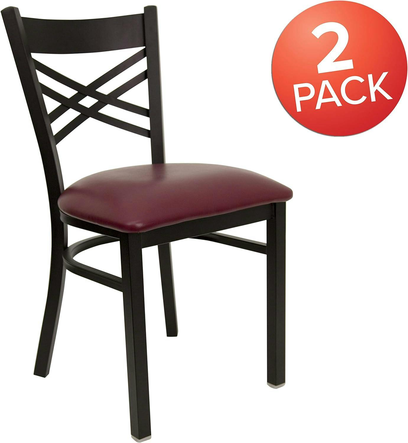 Hercules Series 17'' Red and Black Metal Cross Back Side Chair